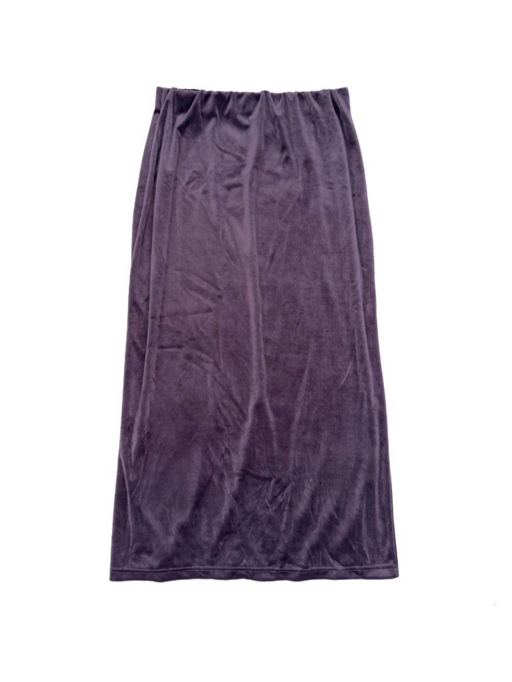 Vintage 80s 90s Bold Spirit Dark Purple Velour Stretch Pull On Midi Skirt